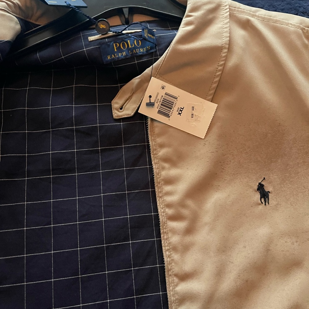 Brand New w/tags 2XL Ralph Lauren polo jacket khaki with plaid inside lining!